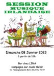 Session musique irlandaise – Le 8 janvier à Campagne sue Aude chez Lina