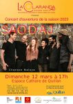 La Claranda : SAODAJ en concert Dim 12 mars à 17h – Espace Cathare de Quillan