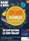 Appel à participation – scène ouverte au « Cerf-Volant » – 4 novembre