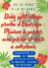 Maison à garder à partir du 25 mars à La Serpent