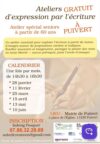 Atelier gratuit d&rsquo;écriture à Puivert le 28 janvier