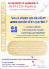 Groupe de parole autour du deuil à Espéraza le 12 septembre